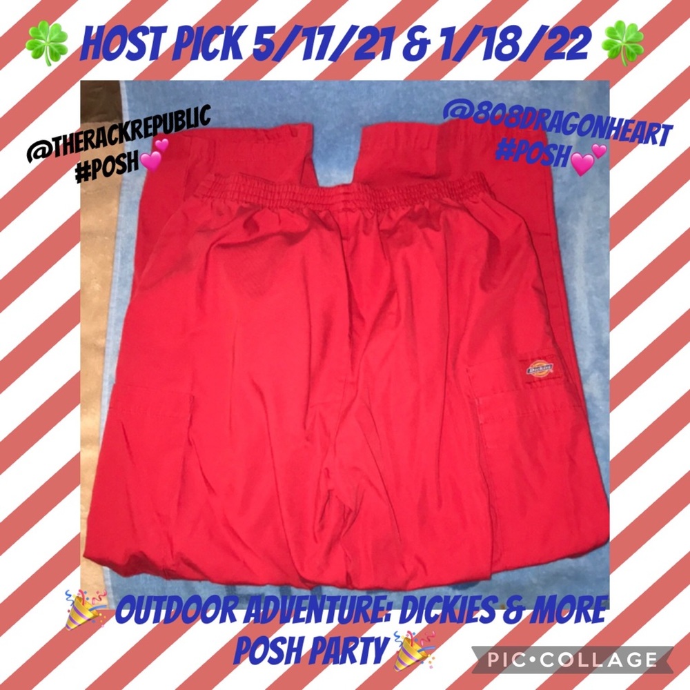 Dickies red small scrub pants with pockets